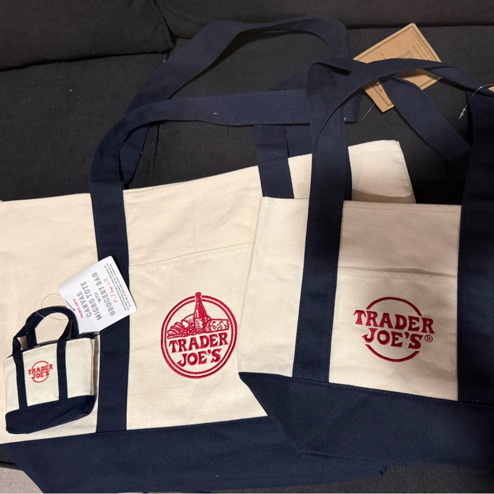 Trader Joe's Canvas Tote Bag Set